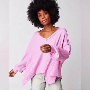 Free People Pink Long Sleeve Top